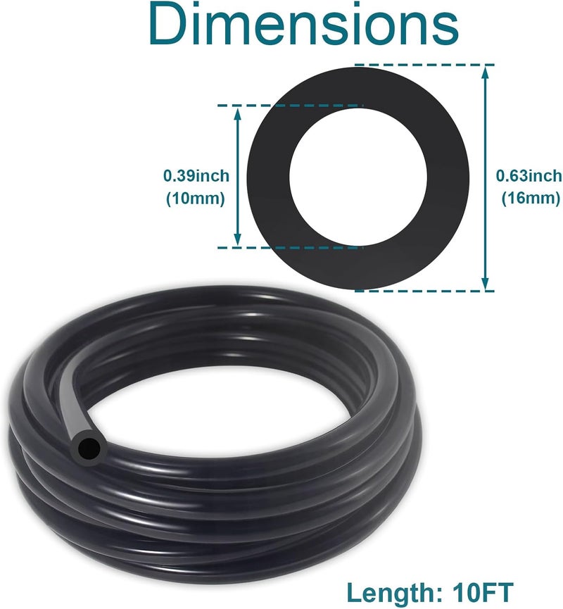 Gephynm Vacuum Hose Automotive, 10 FT 3/8 Inch ID Silicone Vacuum Line with 10PCS Clamps, 130PSI Max Pressure - Image 2